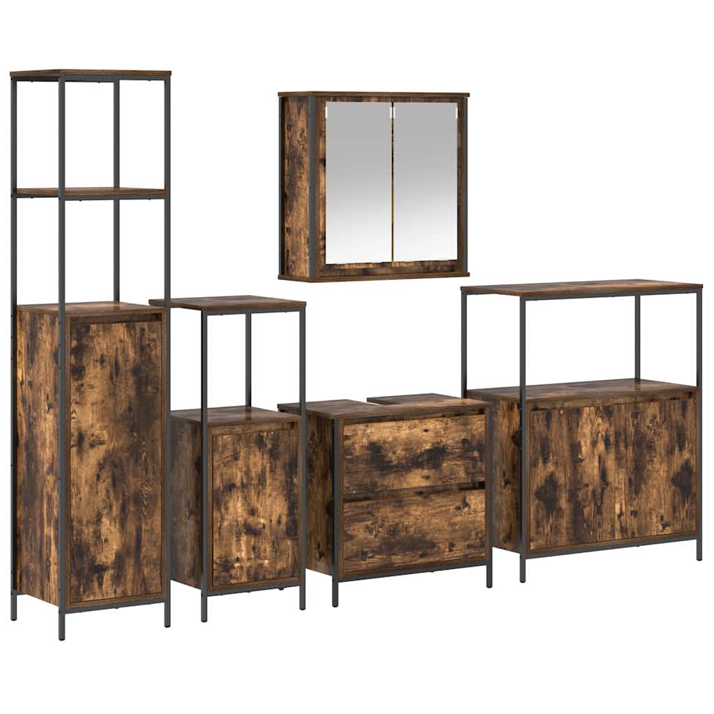 vidaXL Bathroom Furniture Set 5 pcs Brown Engineered wood 2