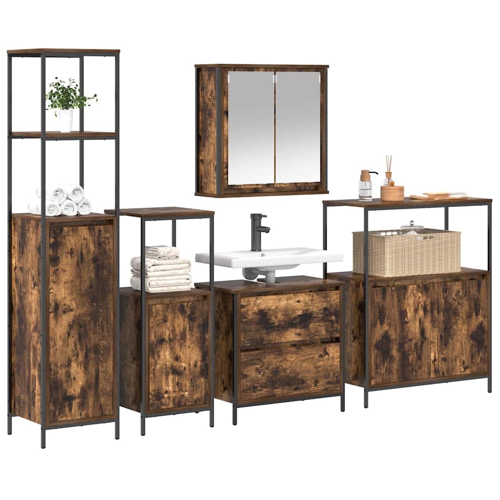 vidaXL Bathroom Furniture Set 5 pcs Brown Engineered wood 3