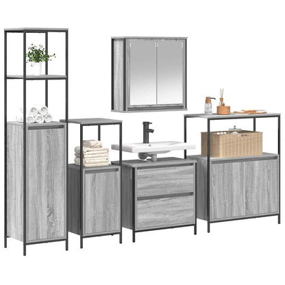 vidaXL Bathroom Furniture Set 5 pcs Grey Engineered wood 3