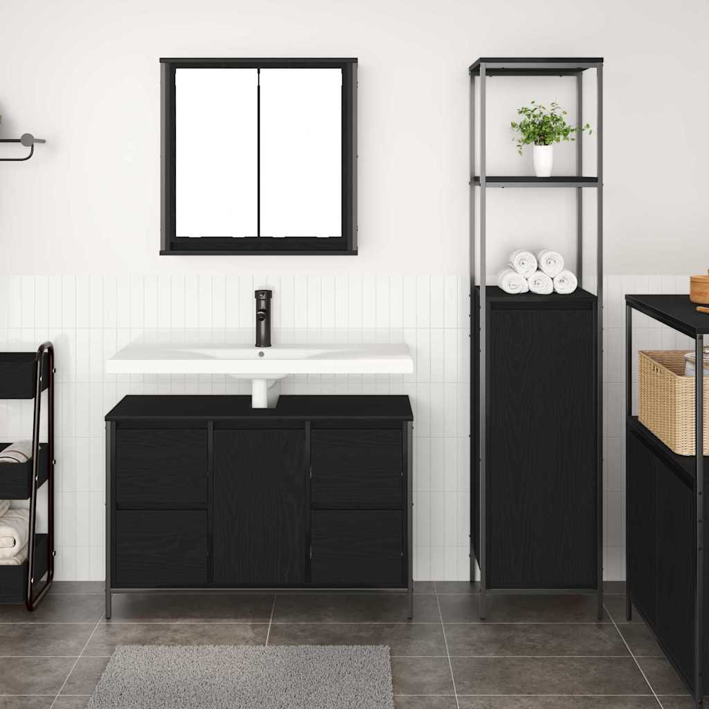 Bathroom Furniture Set 2 pcs and Black Black oak Basin cabinet +bathroom cabinet