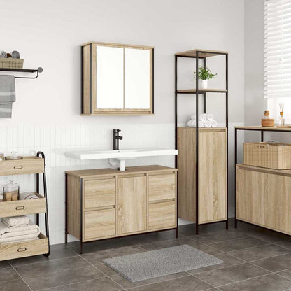 Bathroom Furniture Set 2 pcs and Black Sonoma oak Basin cabinet +bathroom cabinet