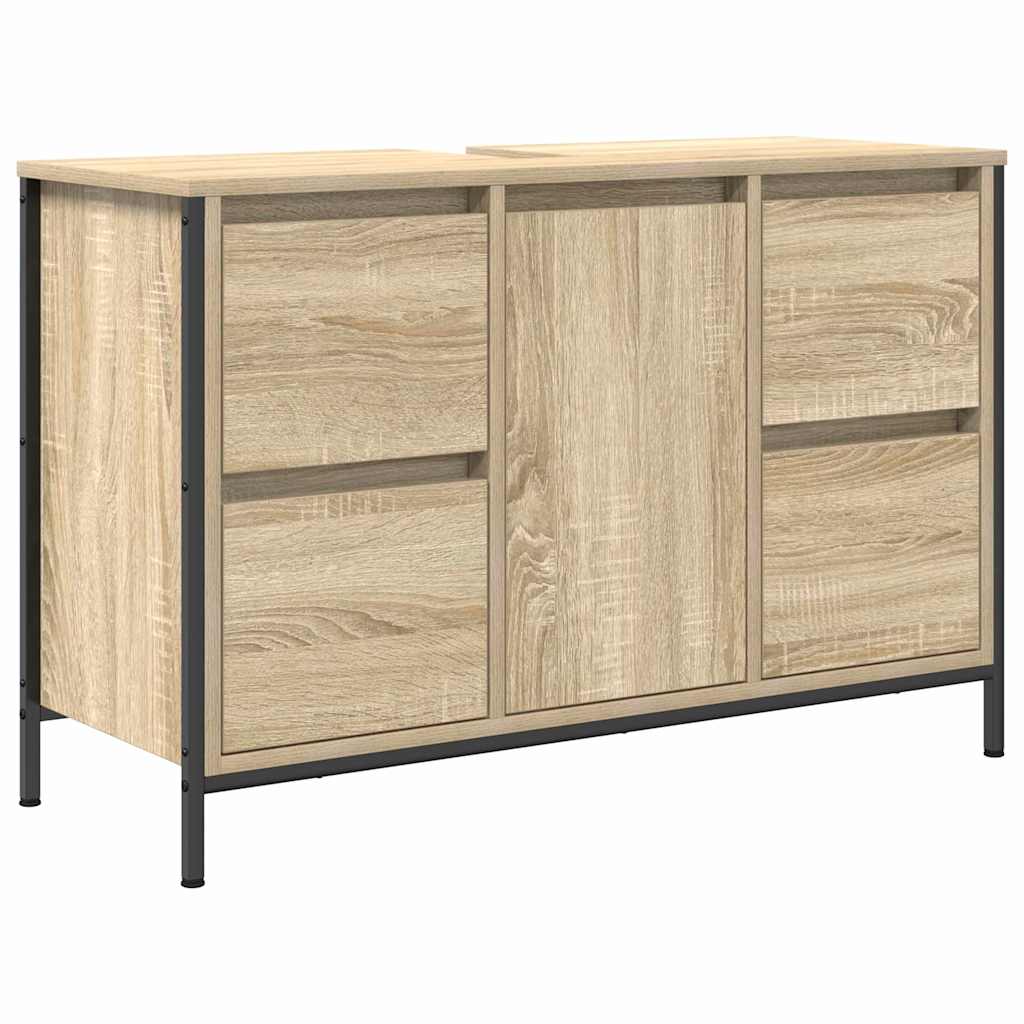 vidaXL Bathroom Furniture Set 3 pcs Sonoma Oak and Black 5