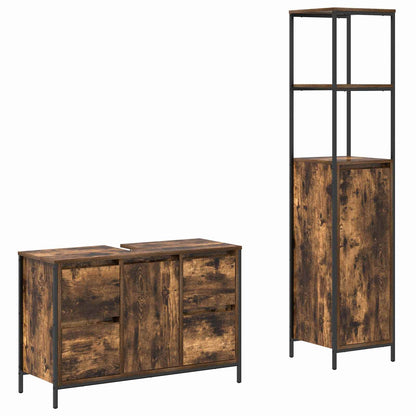 Bathroom Furniture Set 2 pcs and Black Smoked oak Basin cabinet +bathroom cabinet