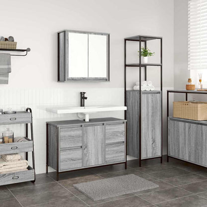 Bathroom Furniture Set 2 pcs and Black Grey sonoma Basin cabinet +bathroom cabinet