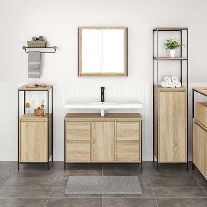 vidaXL Bathroom Furniture Set 3 pcs Sonoma Oak and Black 1