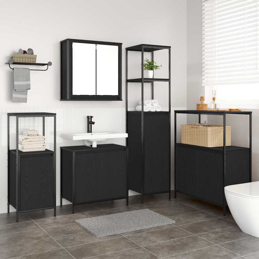 vidaXL Bathroom Furniture Set 5 pcs Black Oak 36 x 35 x 165 cm 4