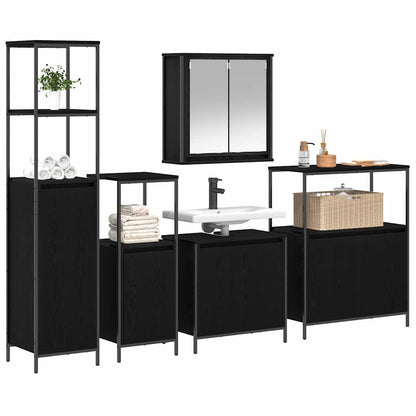 vidaXL Bathroom Furniture Set 5 pcs Black Oak 36 x 35 x 165 cm 3