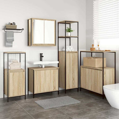 vidaXL Bathroom Furniture Set 5 pcs Sonoma Oak and Black 4