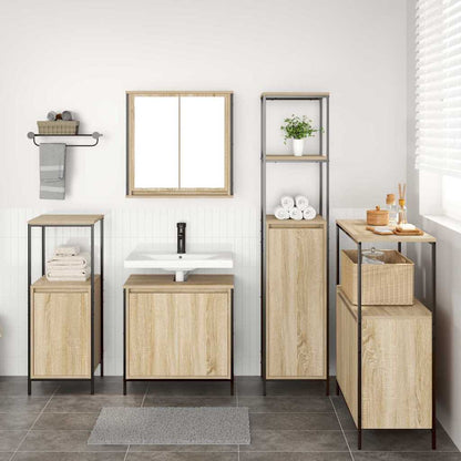 vidaXL Bathroom Furniture Set 5 pcs Sonoma Oak and Black 1