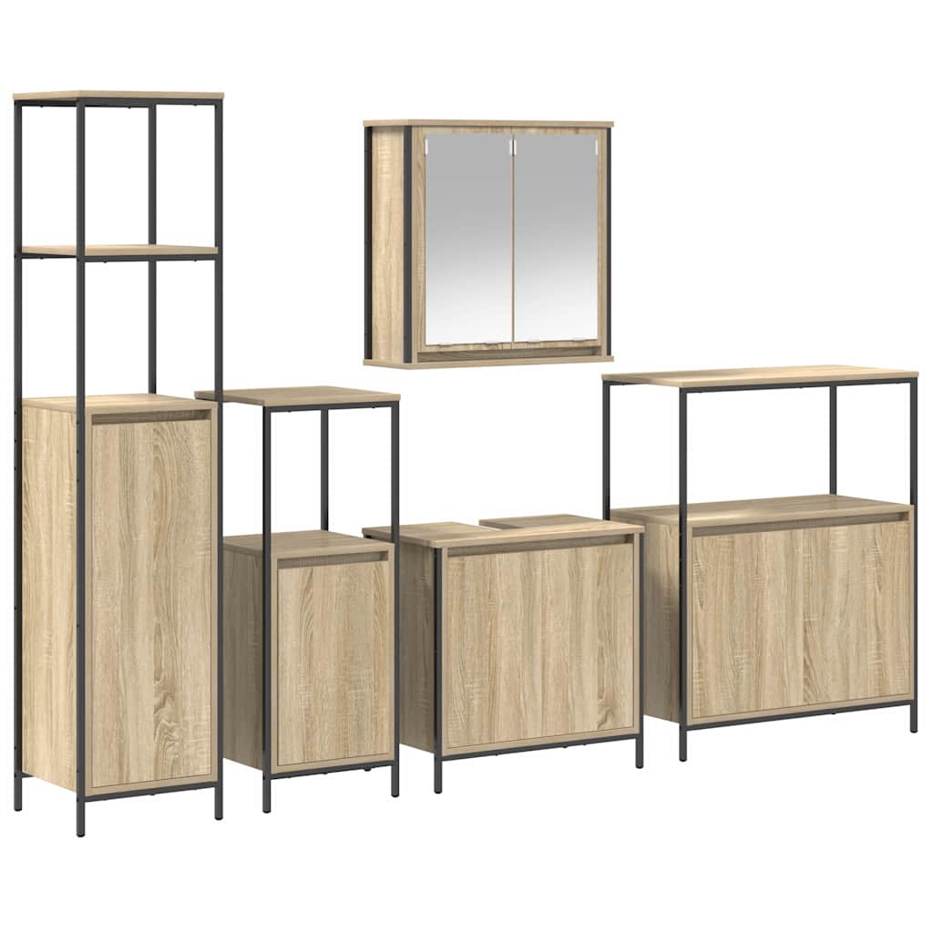 vidaXL Bathroom Furniture Set 5 pcs Sonoma Oak and Black 2