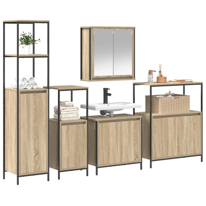 vidaXL Bathroom Furniture Set 5 pcs Sonoma Oak and Black 3