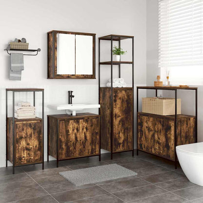 vidaXL Bathroom Furniture Set 5 pcs Smoked Oak and Black 1