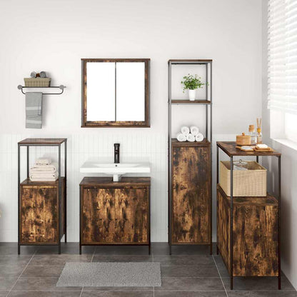 vidaXL Bathroom Furniture Set 5 pcs Smoked Oak and Black 4