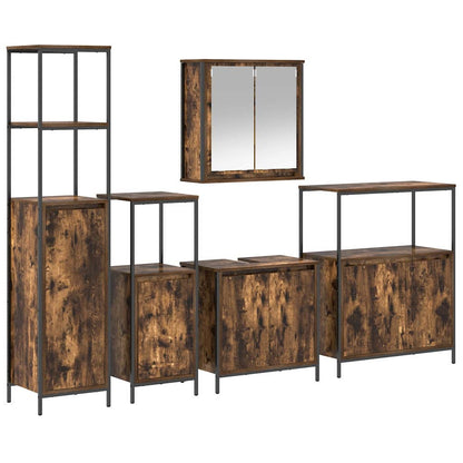 vidaXL Bathroom Furniture Set 5 pcs Smoked Oak and Black 2