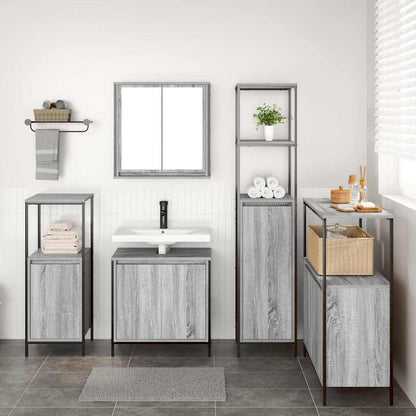 vidaXL Bathroom Furniture Set 5 pcs Grey Sonoma and Black 4