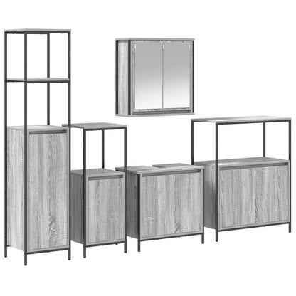 vidaXL Bathroom Furniture Set 5 pcs Grey Sonoma and Black 2