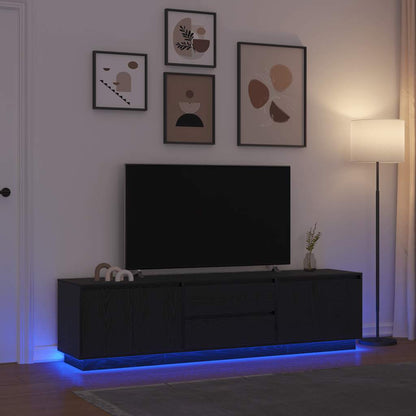 TV Cabinet with LED Lights 193.5x41x50 cm Black oak