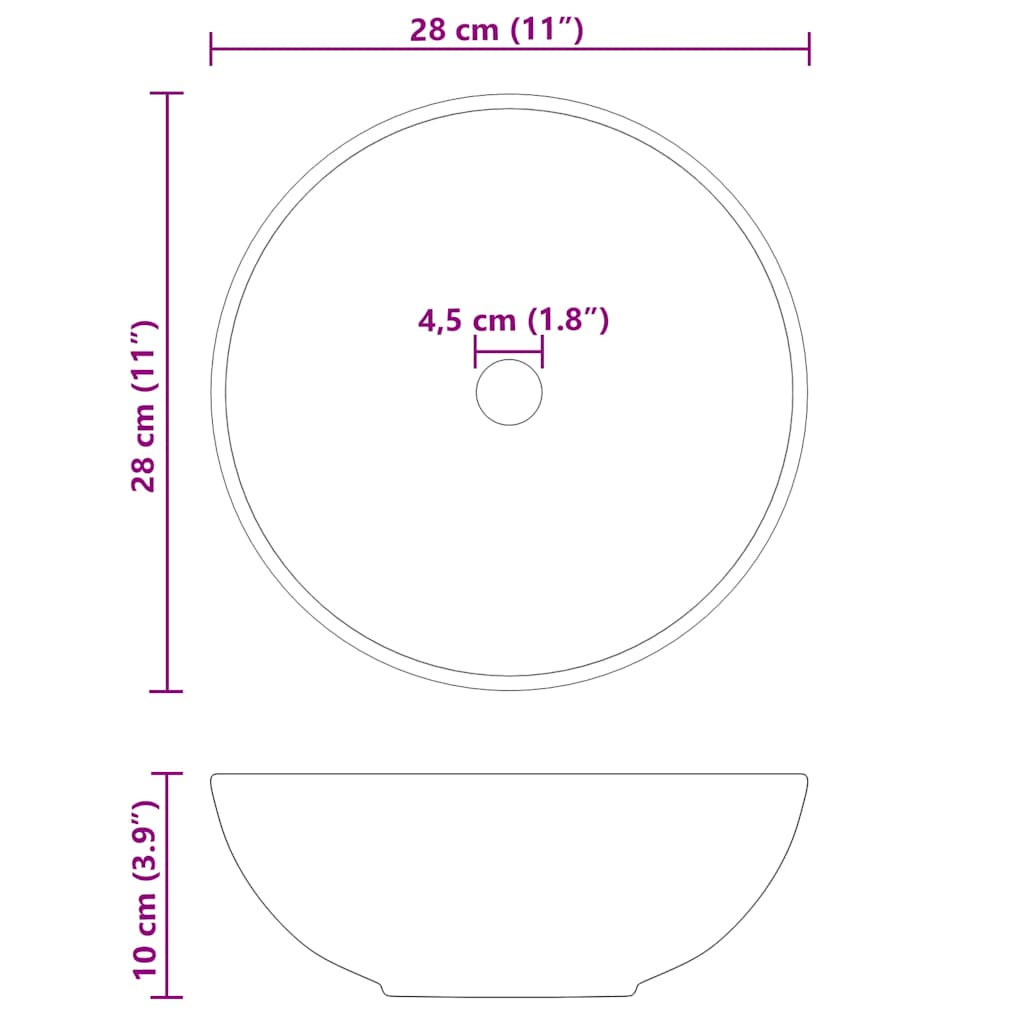 Bathroom Sink Ceramic Round Black