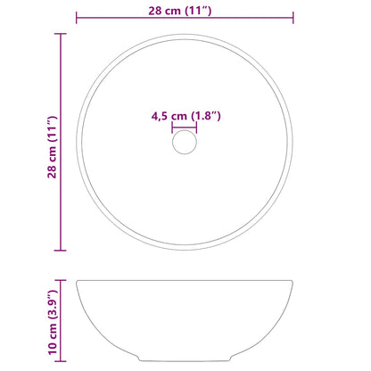Bathroom Sink Ceramic Round Black