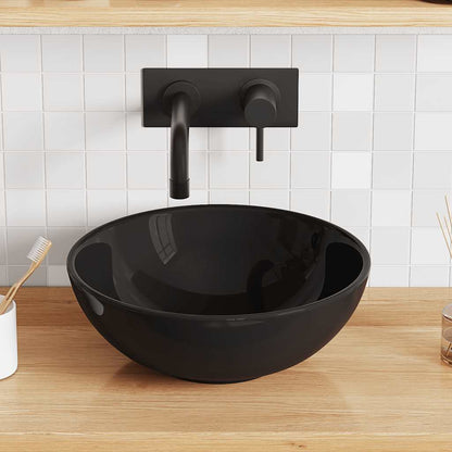 Bathroom Sink Ceramic Round Black