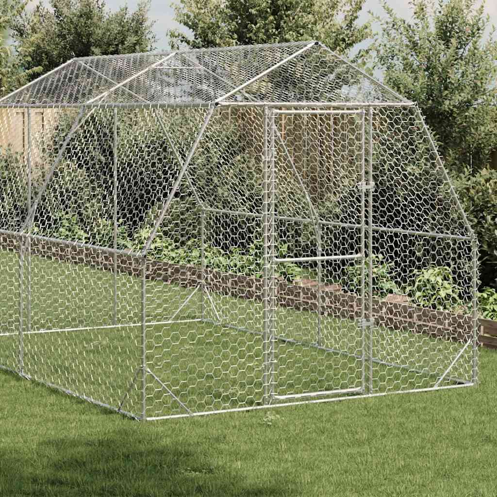 vidaXL Chicken Run 2.5x4x2.25 m Galvanised Steel 2