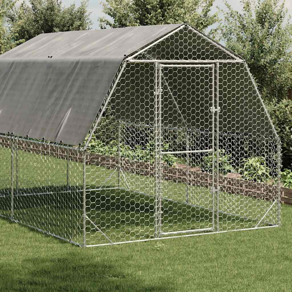 vidaXL Chicken Run with Roof 2,5x4x2,25 m Galvanised Steel 1