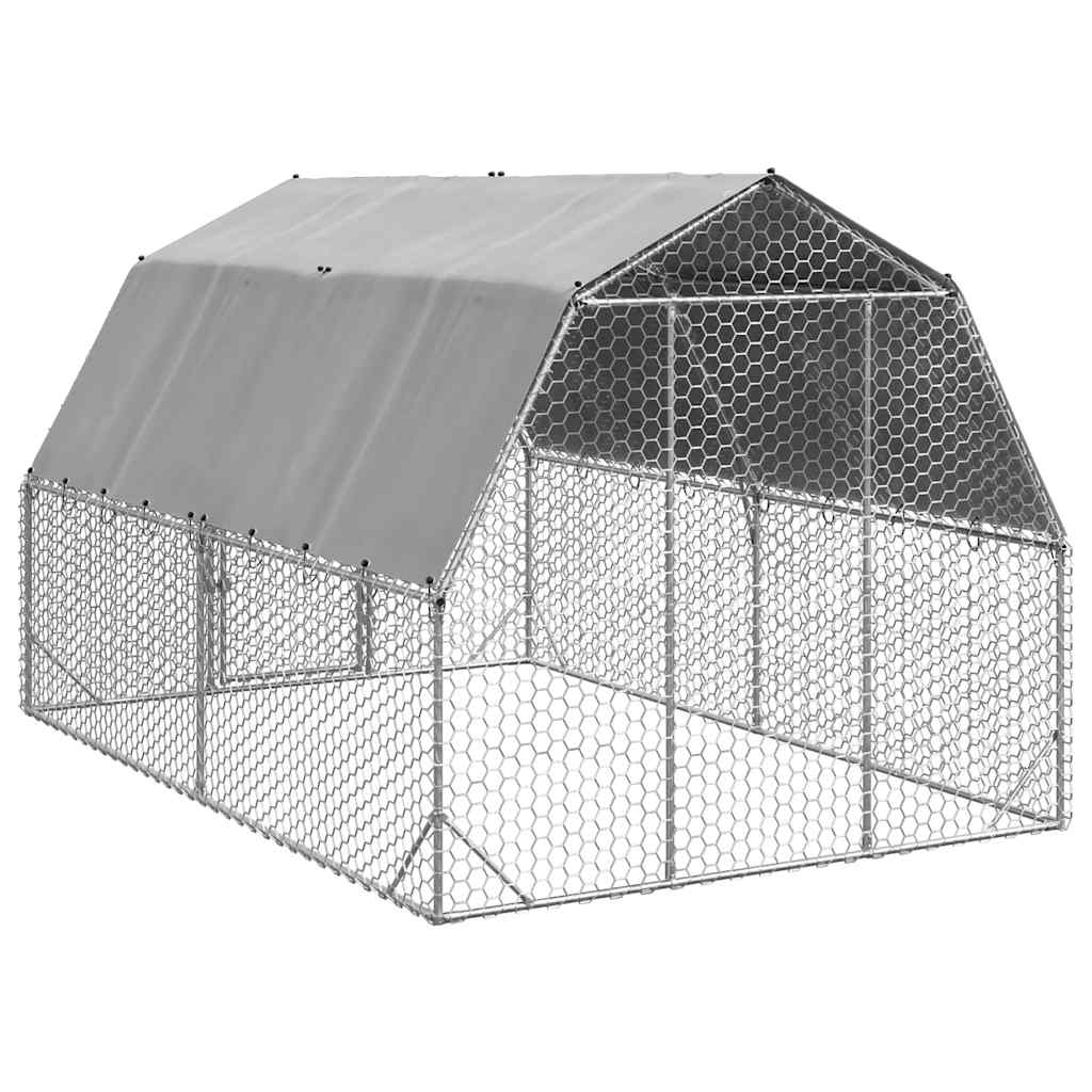 vidaXL Chicken Run with Roof 2,5x4x2,25 m Galvanised Steel 4