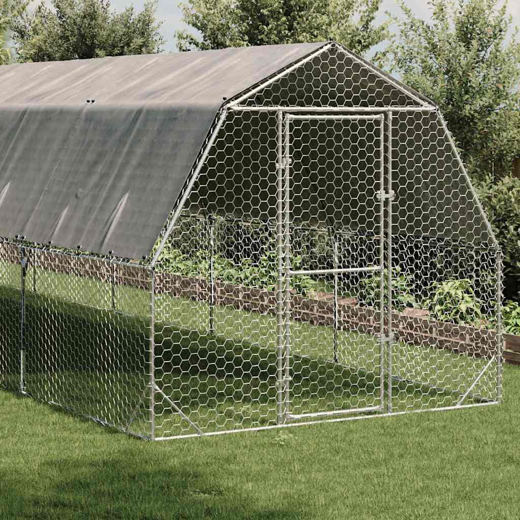 vidaXL Chicken Run 2.5x4x2.25 m Galvanised Steel