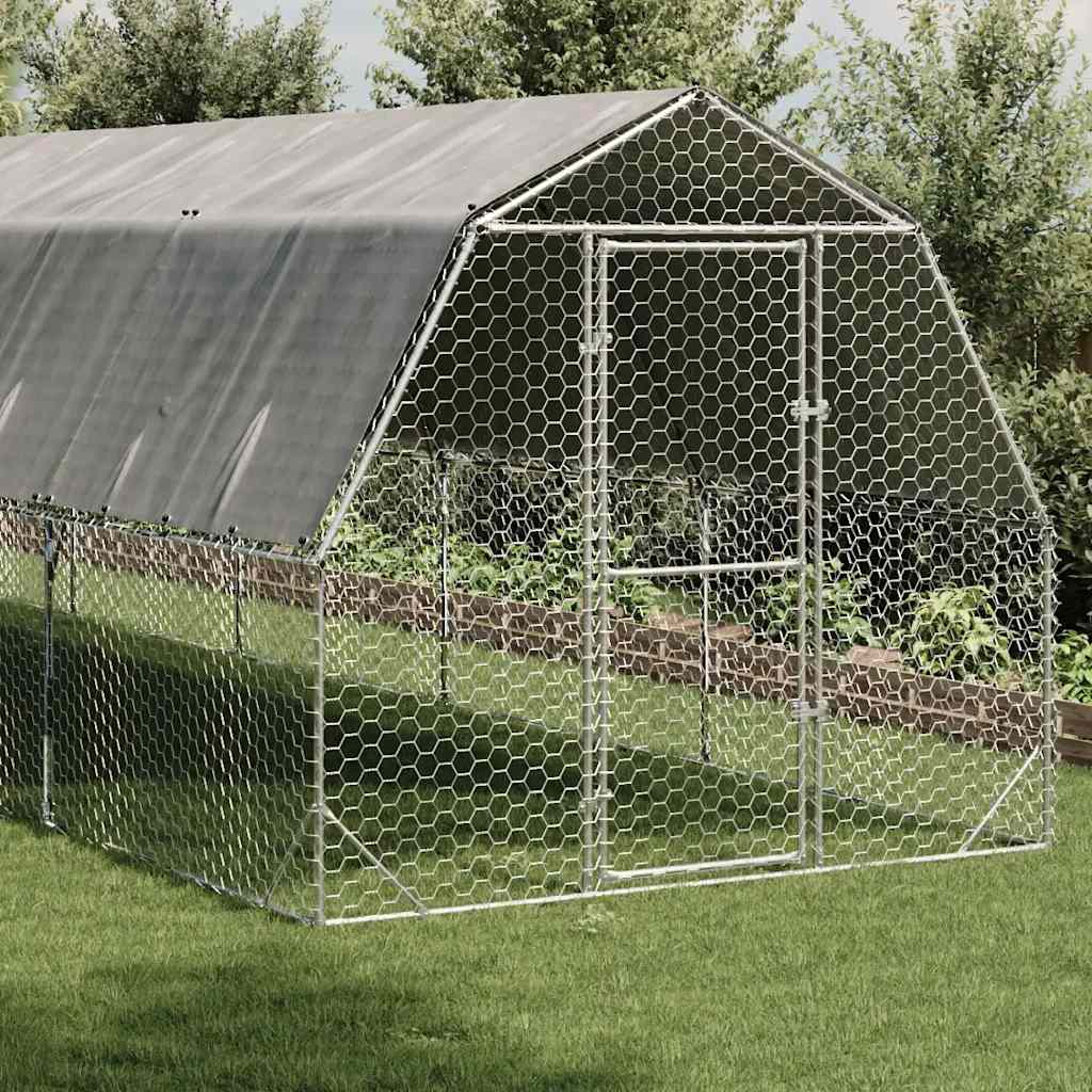 vidaXL Chicken Run 2.5x4x2.25 m Galvanised Steel