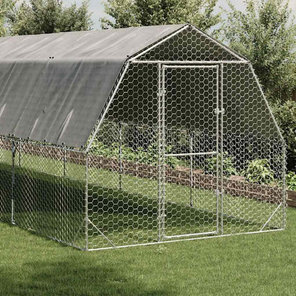 vidaXL Chicken Run 2.5x4x2.25 m Galvanised Steel