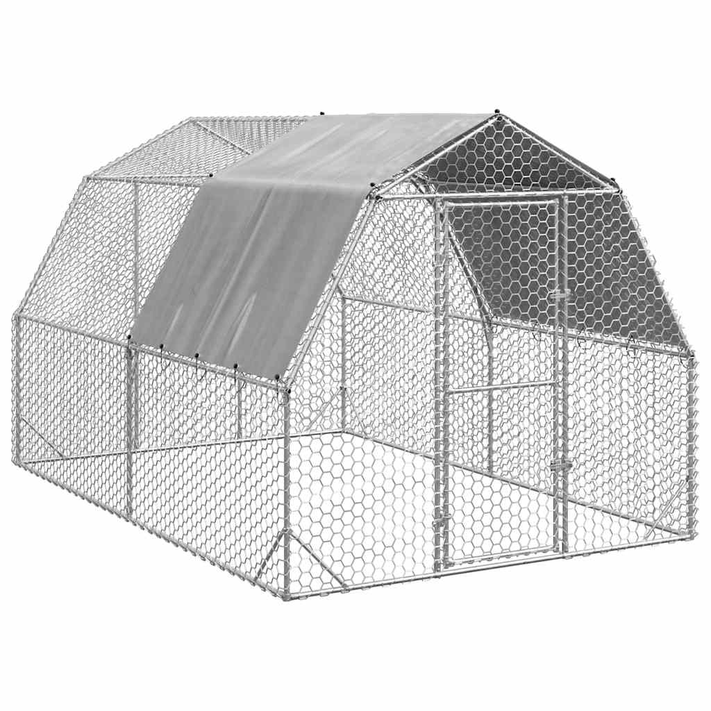 vidaXL Chicken Run with Roof 2,5x4x2,25 m Galvanised Steel 2