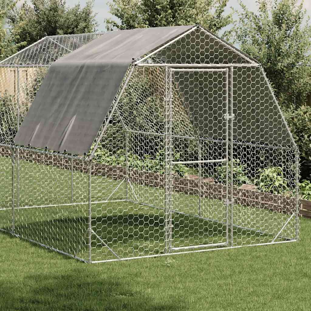 vidaXL Chicken Run with Roof 2,5x4x2,25 m Galvanised Steel 1