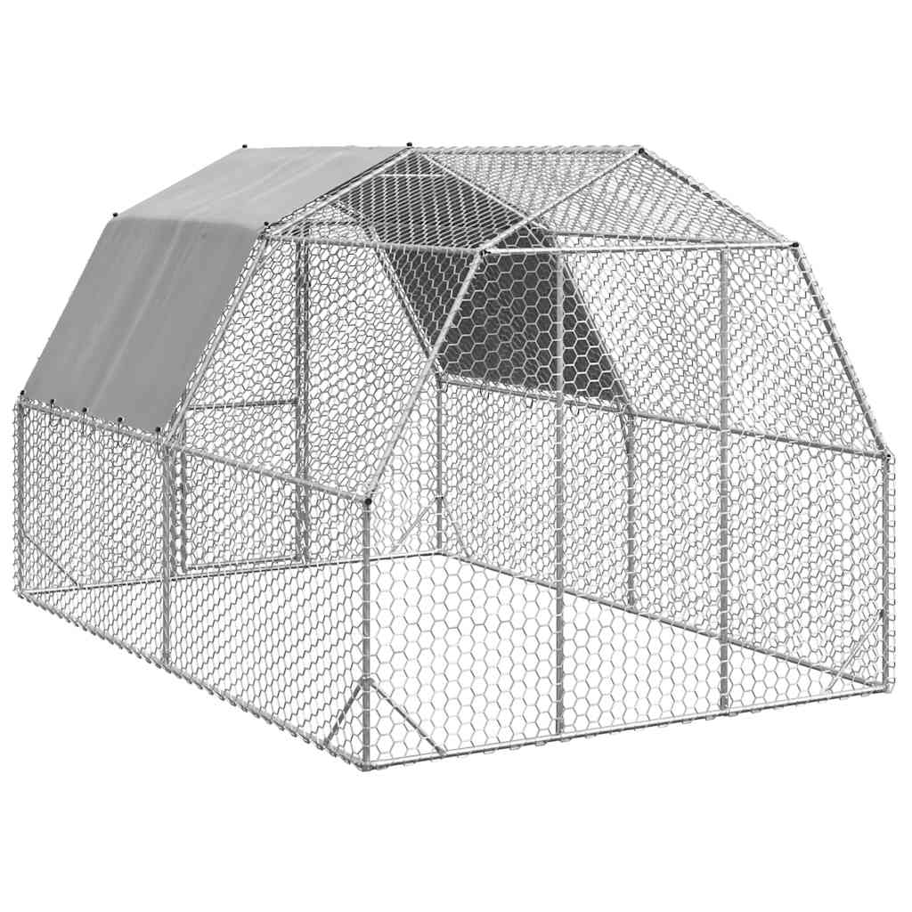 vidaXL Chicken Run with Roof 2,5x4x2,25 m Galvanised Steel 4