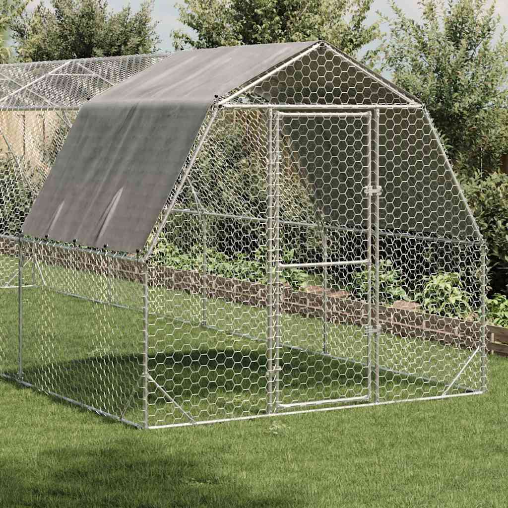 Chicken Run with Roof 2,5x4x2,25 m Galvanised Steel 2.5 x 8 x 2.25 m