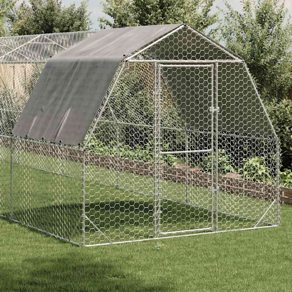 Chicken Run with Roof 2,5x4x2,25 m Galvanised Steel 2.5 x 10 x 2.25 m