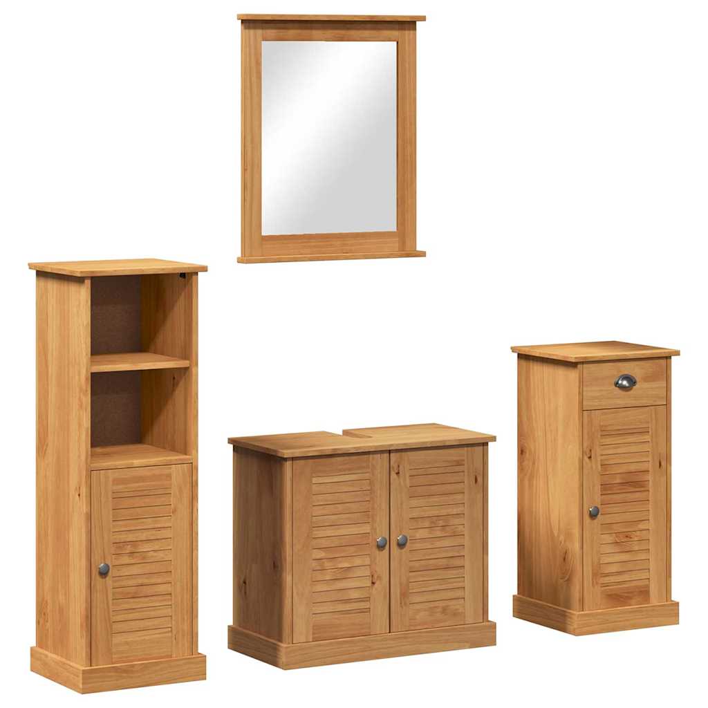 vidaXL Bathroom Furniture Set VIGO 4 pcs Honey Brown Solid Pine Wood 2