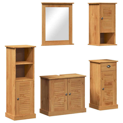 vidaXL Bathroom Furniture Set VIGO 5 pcs Honey Brown Solid Pine Wood 2