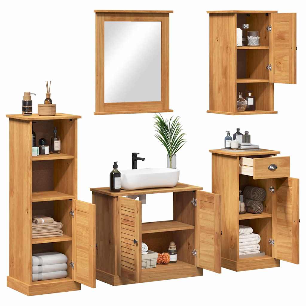 vidaXL Bathroom Furniture Set VIGO 5 pcs Honey Brown Solid Pine Wood 3
