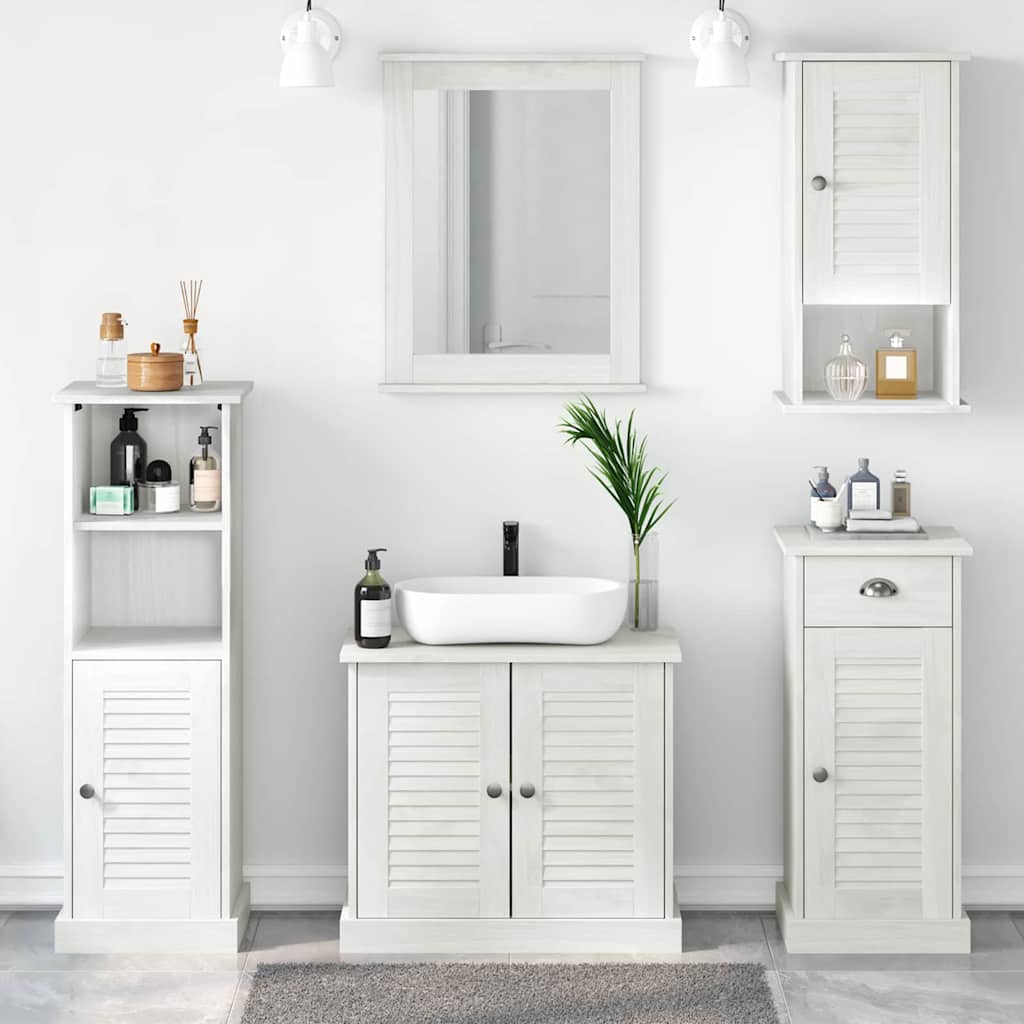 vidaXL Bathroom Furniture Set VIGO 5 pcs Antique White Solid Pine Wood 1