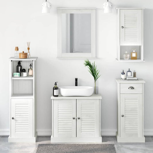 vidaXL Bathroom Furniture Set VIGO 5 pcs Antique White Solid Pine Wood 1