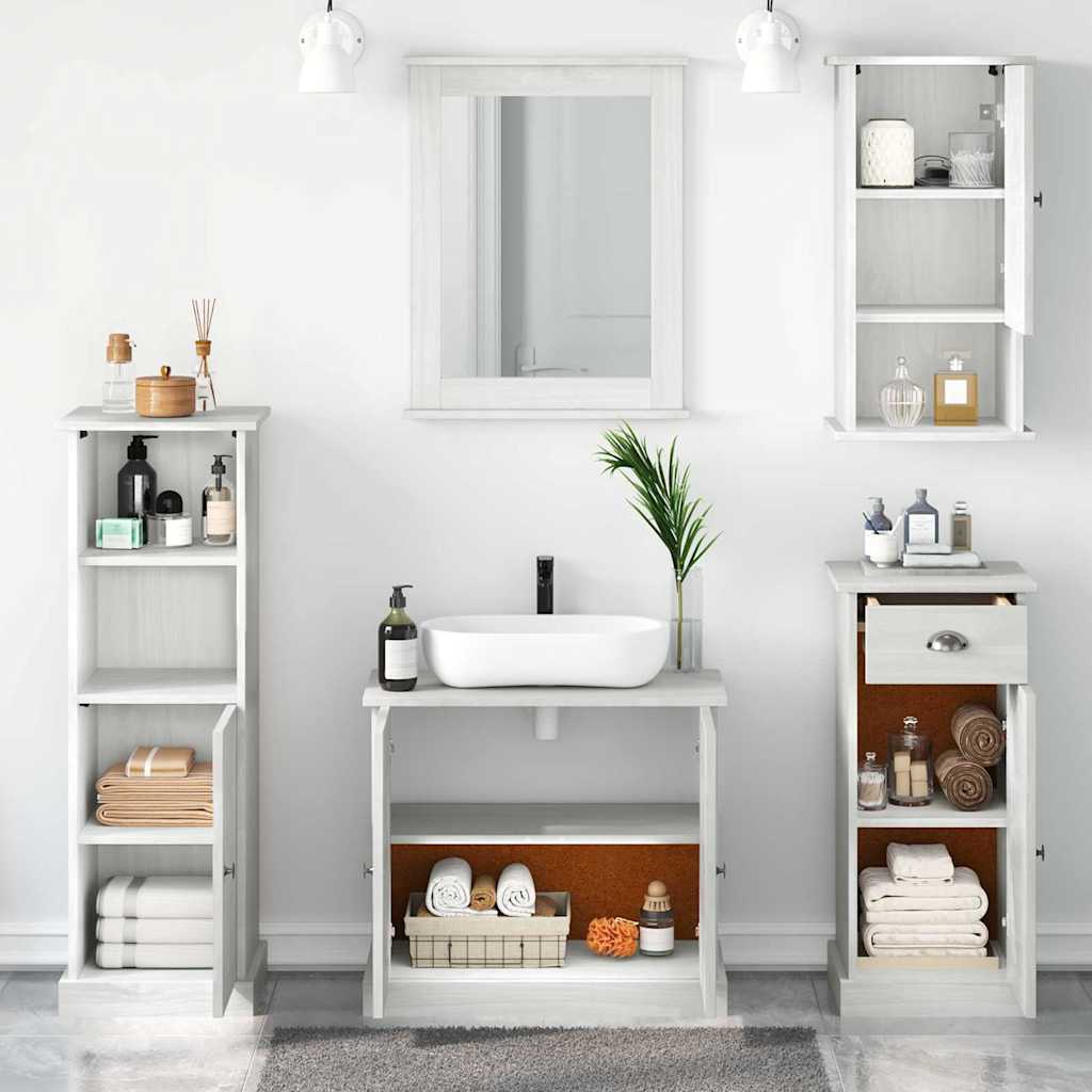 vidaXL Bathroom Furniture Set VIGO 5 pcs Antique White Solid Pine Wood 4