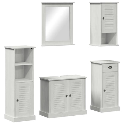vidaXL Bathroom Furniture Set VIGO 5 pcs Antique White Solid Pine Wood 2