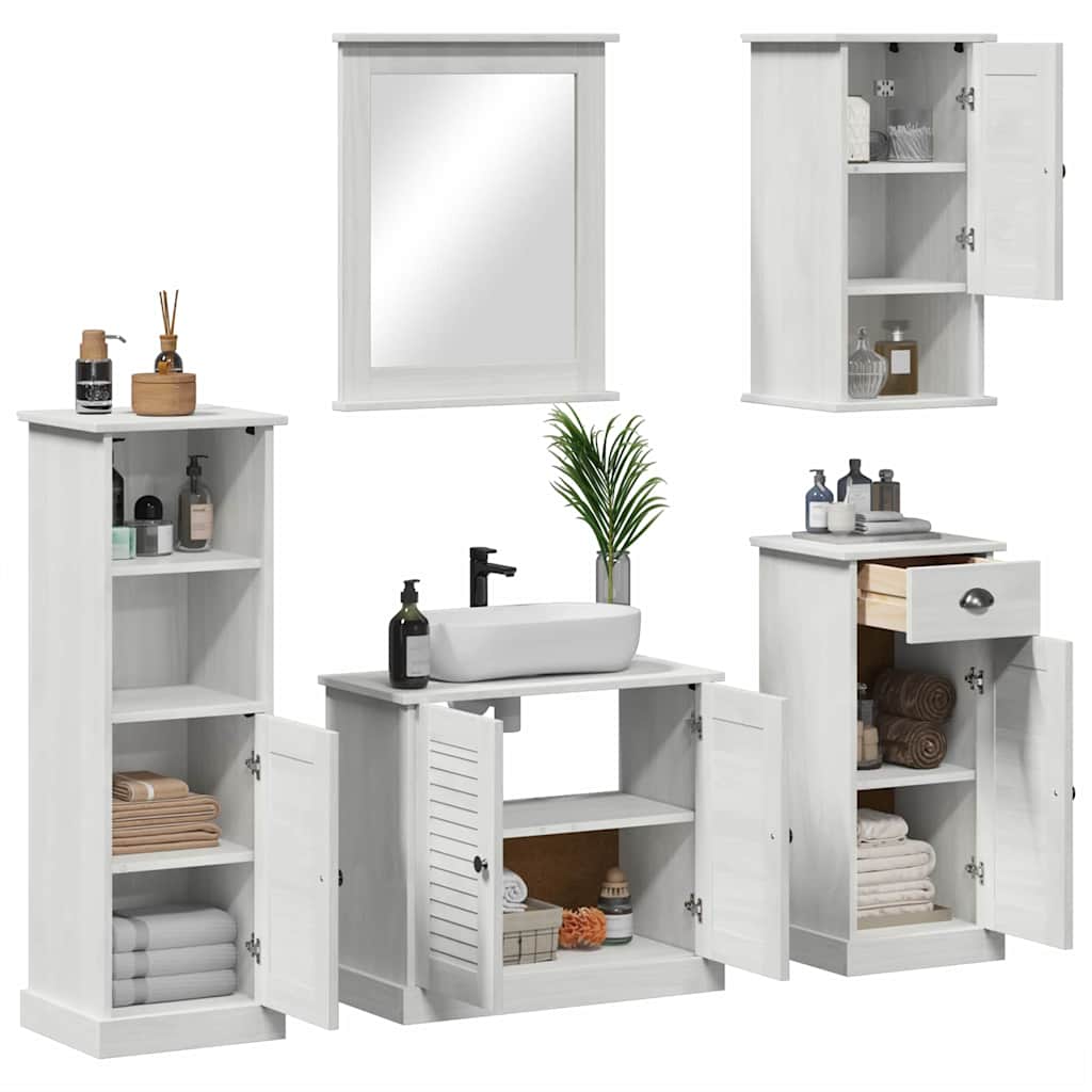 vidaXL Bathroom Furniture Set VIGO 5 pcs Antique White Solid Pine Wood 3