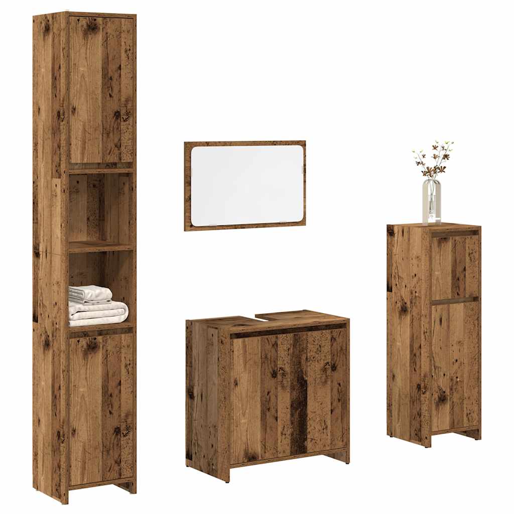 4 Piece Bathroom Furniture Set Engineered Wood Old wood