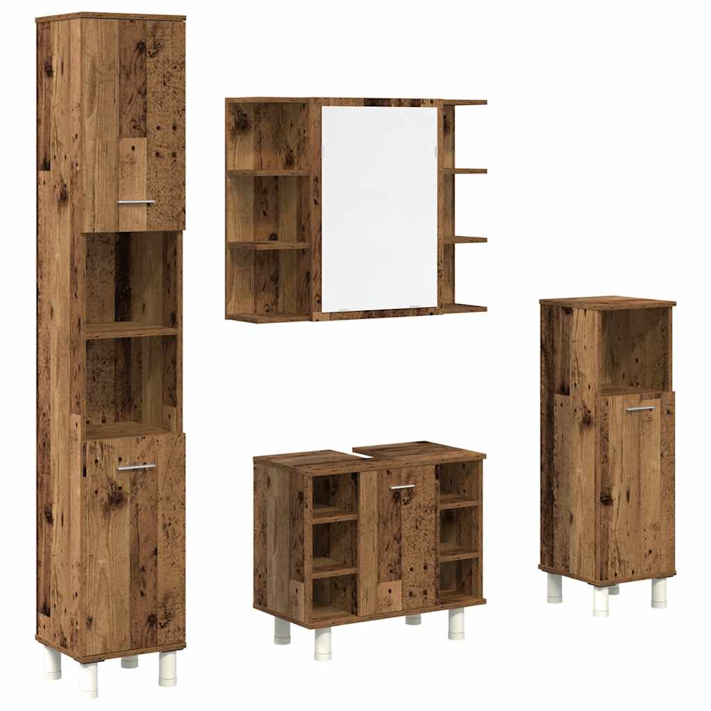4 Piece Bathroom Furniture Set Engineered Wood Old wood