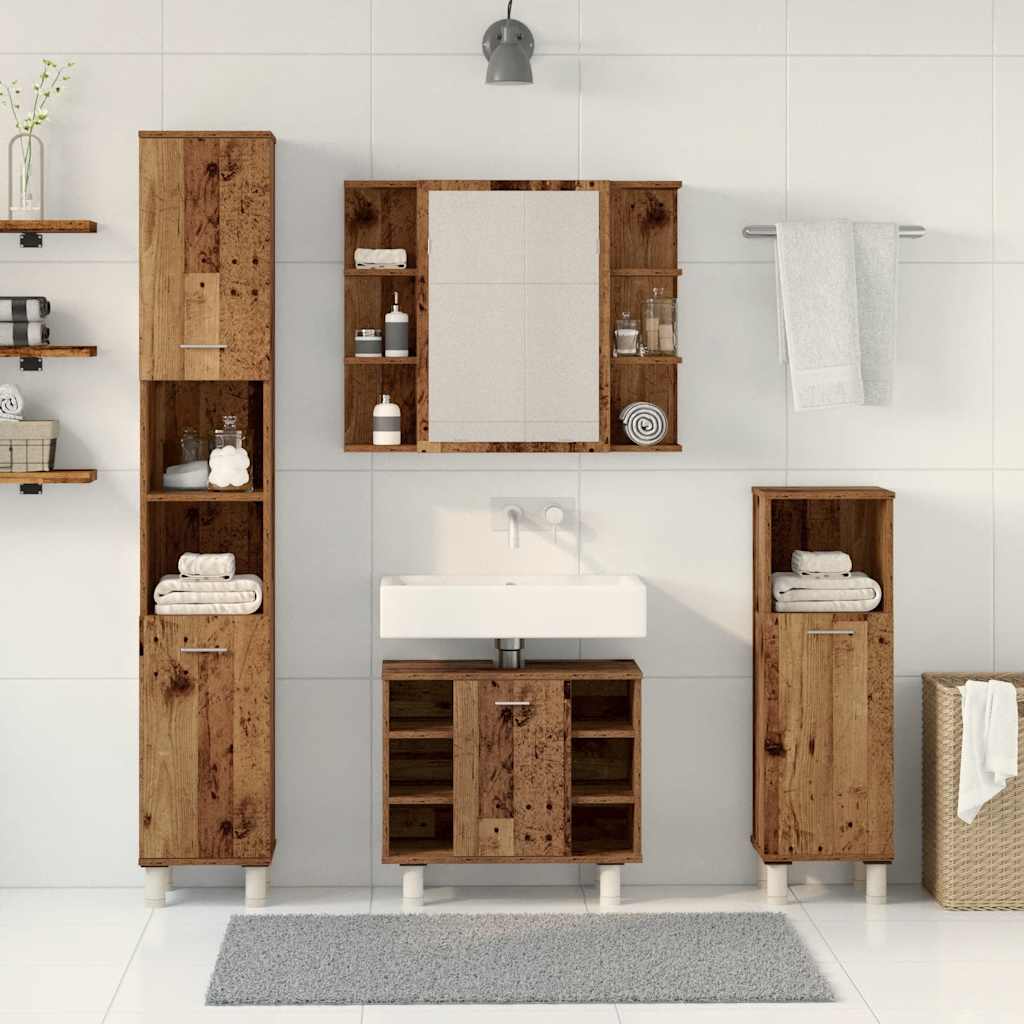 4 Piece Bathroom Furniture Set Engineered Wood Old wood