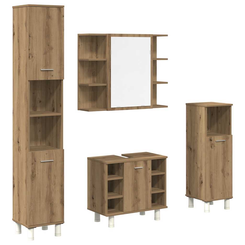 vidaXL 4 Piece Bathroom Furniture Set Artisan Oak Engineered Wood 2