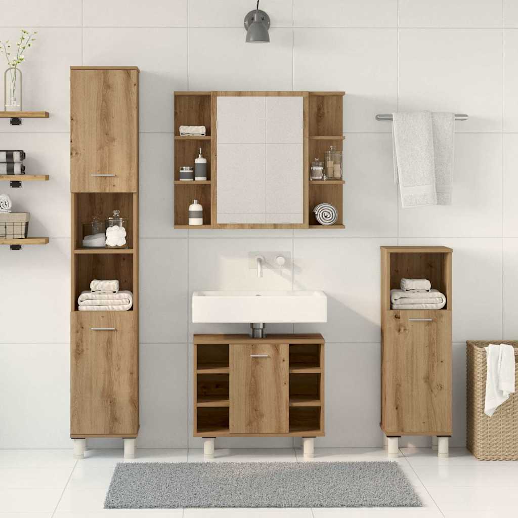 vidaXL 4 Piece Bathroom Furniture Set Artisan Oak Engineered Wood 3
