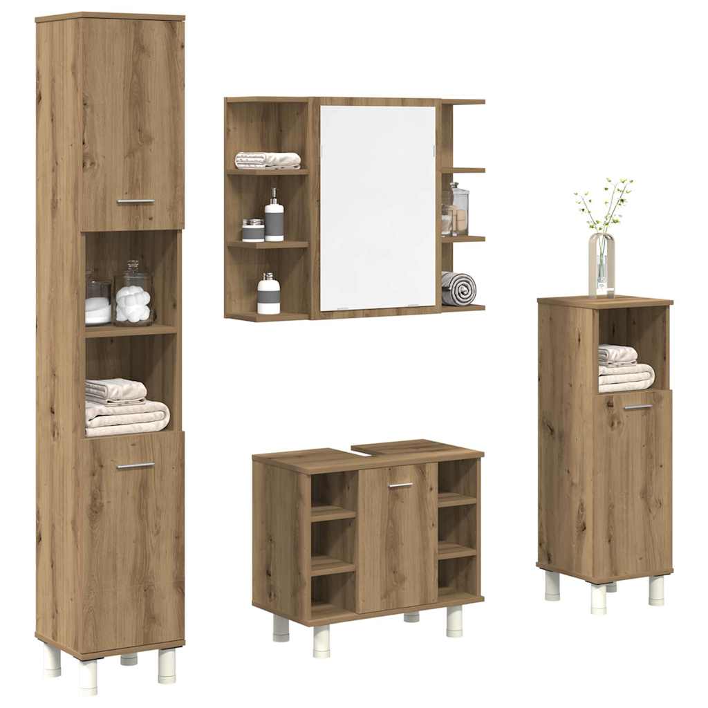 vidaXL 4 Piece Bathroom Furniture Set Artisan Oak Engineered Wood 1