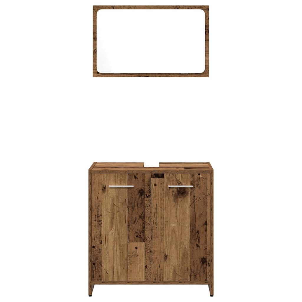 3 Piece Bathroom Furniture Set Engineered Wood Old wood